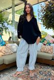 Sandbar Linen Blend Pop Over Shirt Black